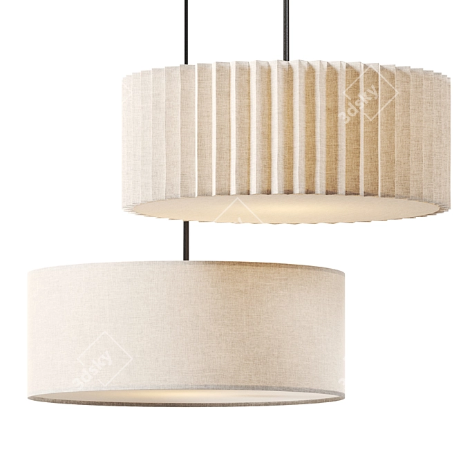 Westelm Fabric Drum Light Fixture 3D model image 1