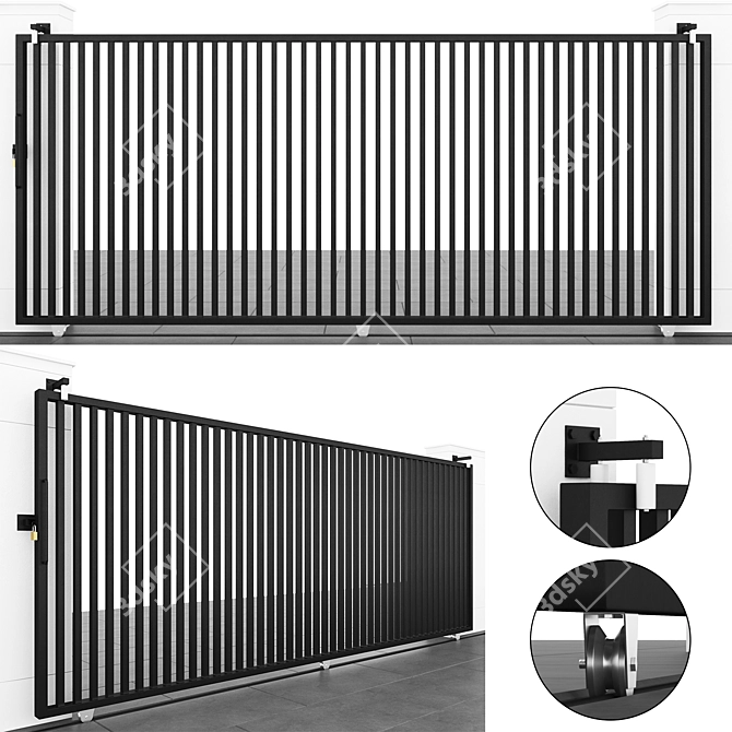 Stainless Steel Slider Gate - Black 3D model image 1