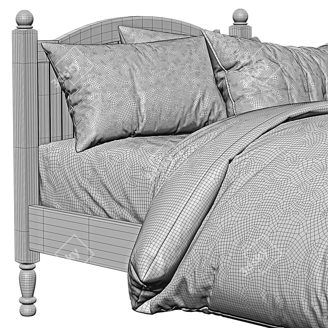 Modern Square Catalina Bed 3D model image 4