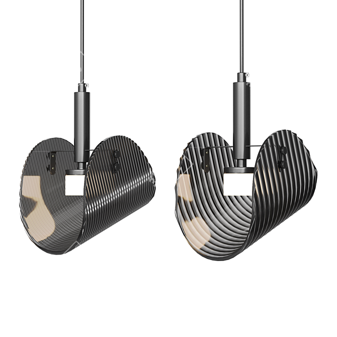 Curved Glass LED Pendant Lamp 3D model image 2
