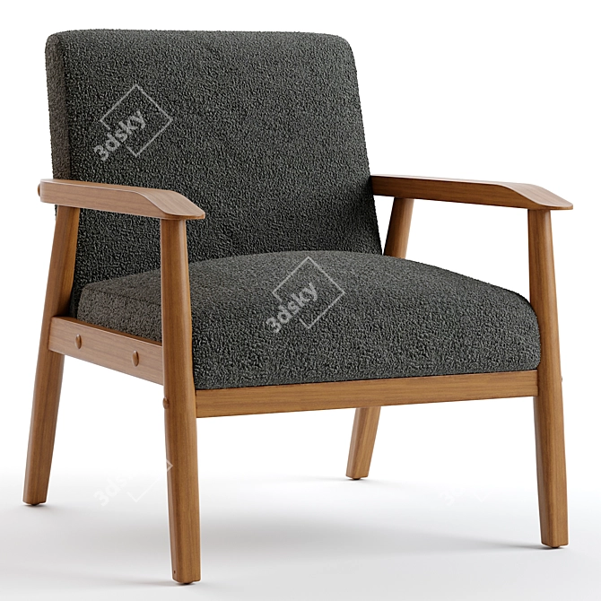 Modern Upholstered Armchair in 3D 3D model image 3