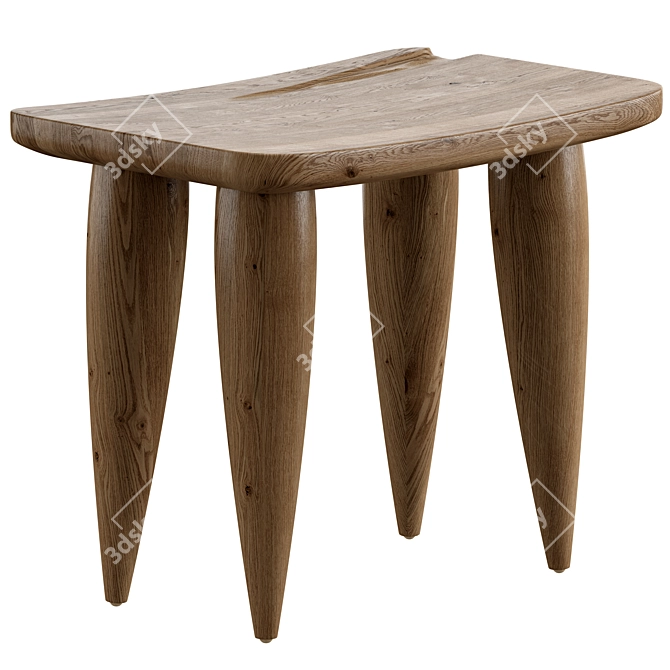  Versatile Oak Outdoor Stool 3D model image 3