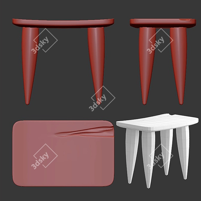  Versatile Oak Outdoor Stool 3D model image 6