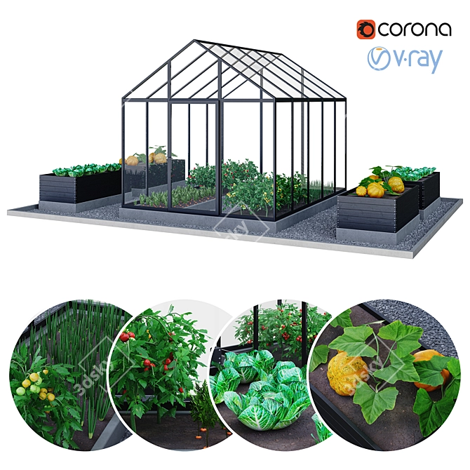 Greenhouse Kitchen Garden 2014 Mode 3D model image 1