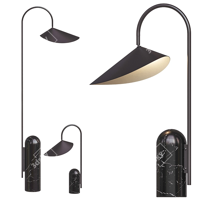 Modern Arum Floor Lamp Black 3D model image 1