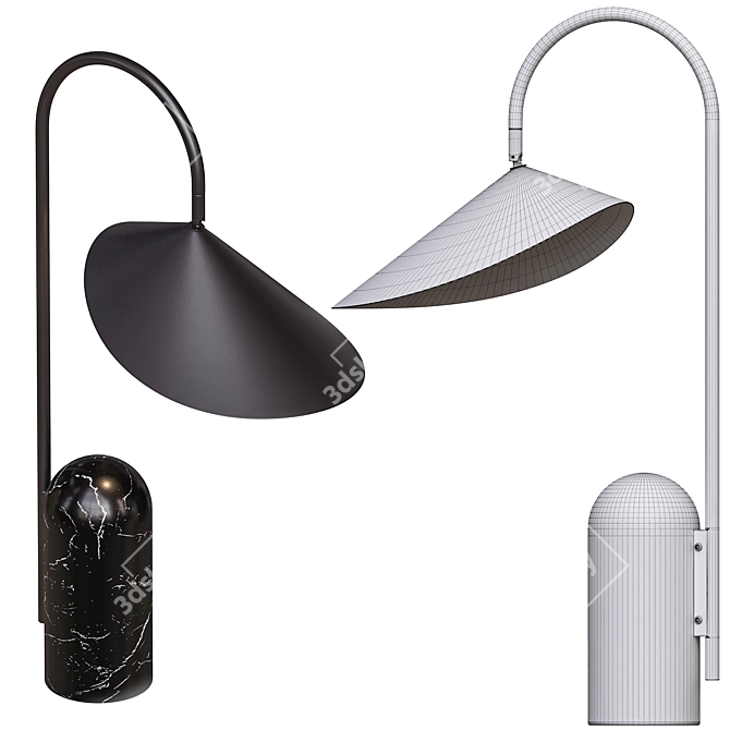 Modern Arum Floor Lamp Black 3D model image 2