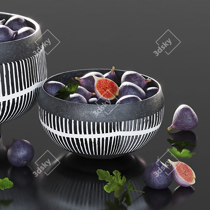 Fresh Figs Minimal Bowl Decor 3D model image 4