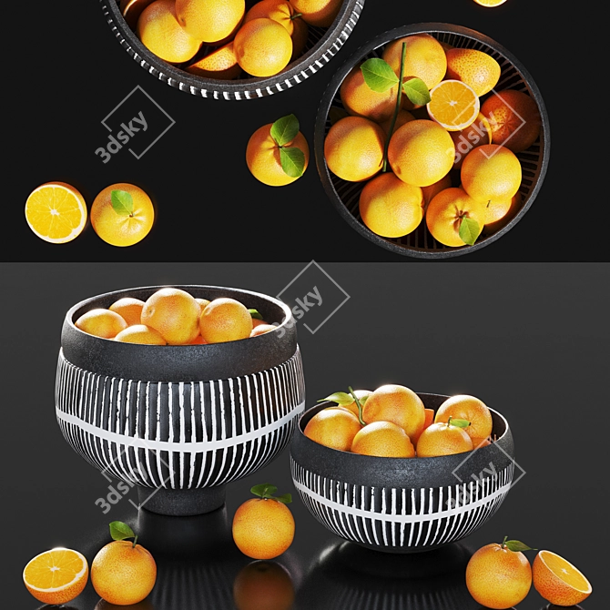 Contemporary Orange Minimalist Bowl 3D model image 1