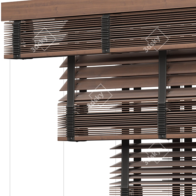 Vintage Wood Blind 3D Model 3D model image 2