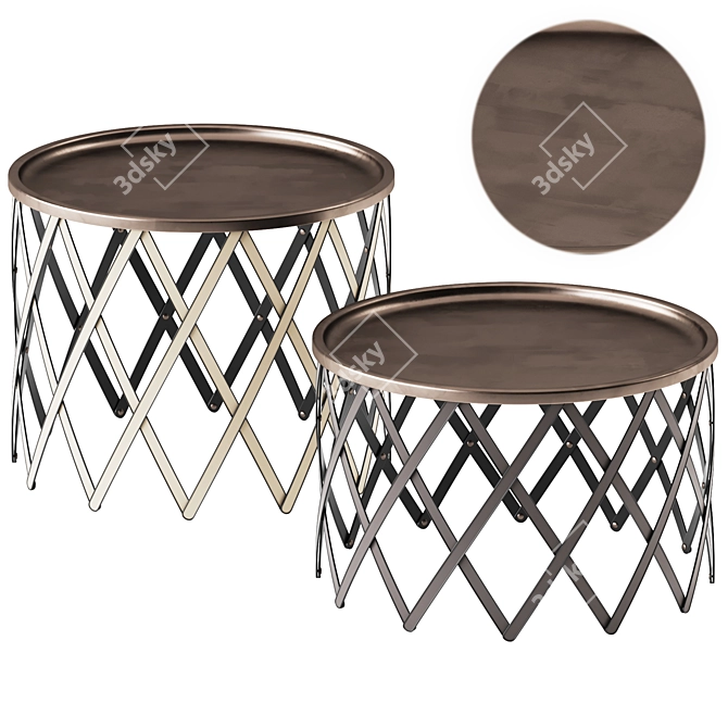 Pinetti Safari Folding Table, 70cm 3D model image 1