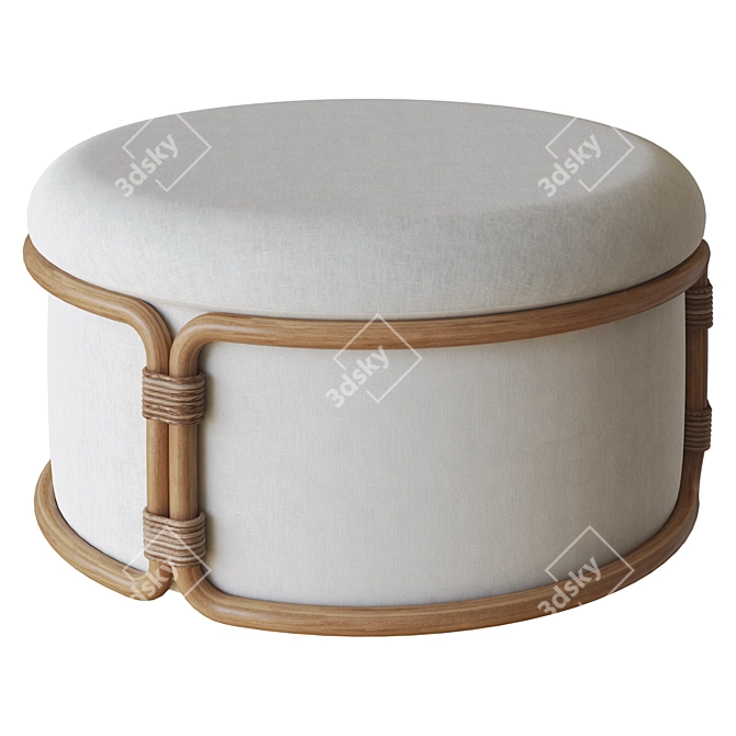 Ethimo Rattan Pouf 3D Model 3D model image 1