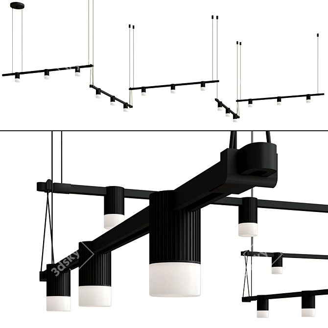 Modern Zig Zag LED Chandelier 3D model image 1