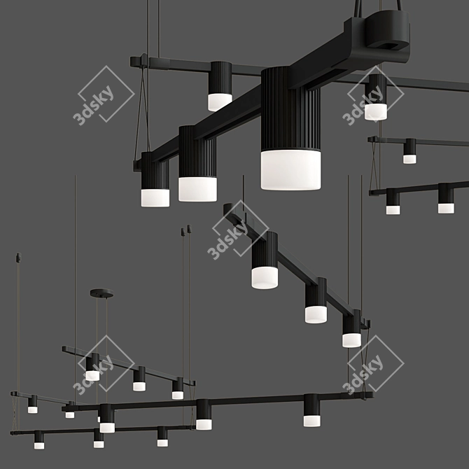 Modern Zig Zag LED Chandelier 3D model image 2