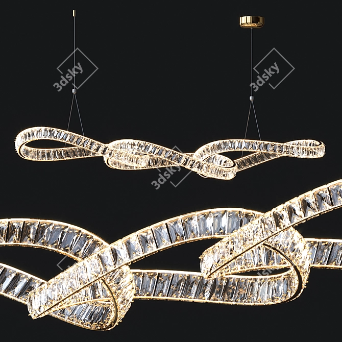 Elegant Crystal Linear Chandelier 3D model image 1