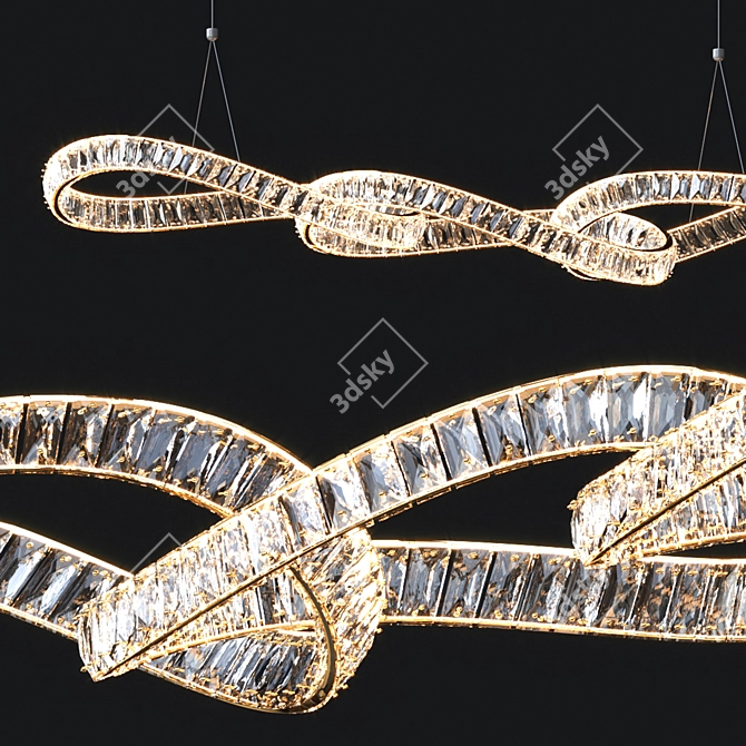 Elegant Crystal Linear Chandelier 3D model image 2