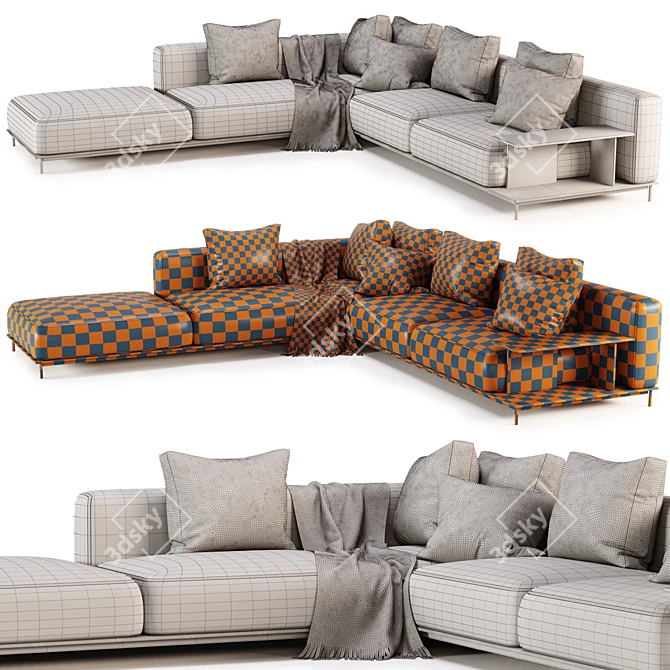 Elegant Brera Sofa Poliform 3D model image 4
