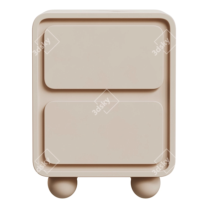 Minimalist Cobb Beige Nightstand 3D model image 2