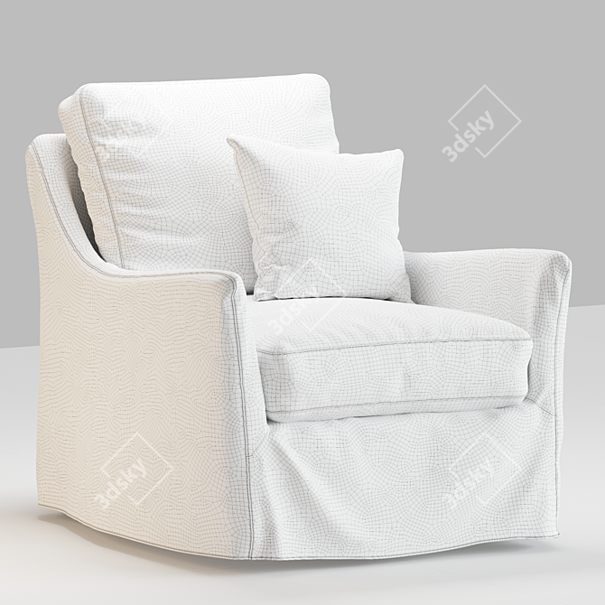 Elegant Monette Swivel Chair, Coffee 3D model image 5