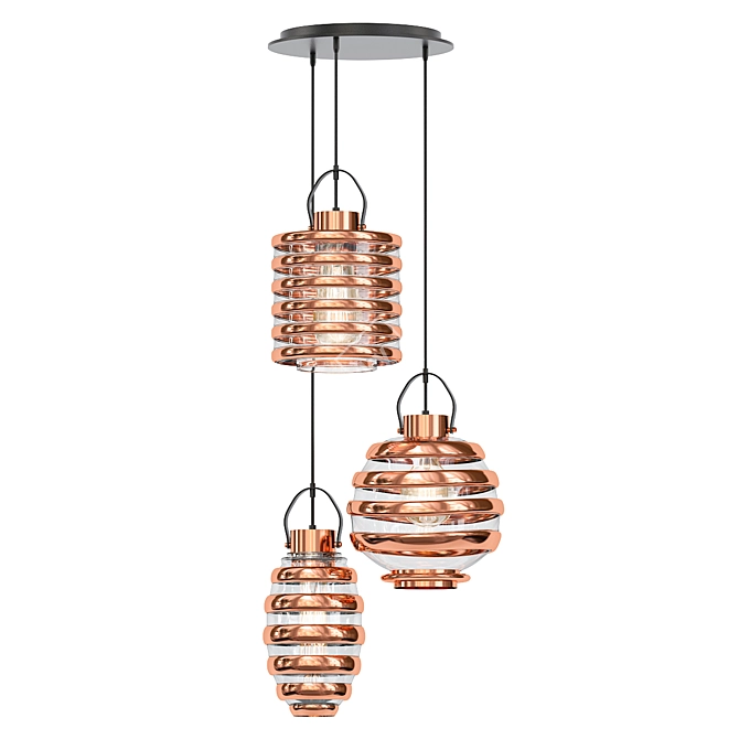Stylish Industrial Pendant Light 3D model image 1