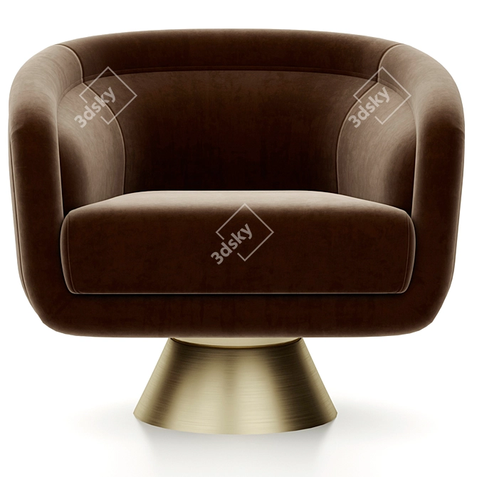 Luxury Velvet Swivel Chair Set 3D model image 2