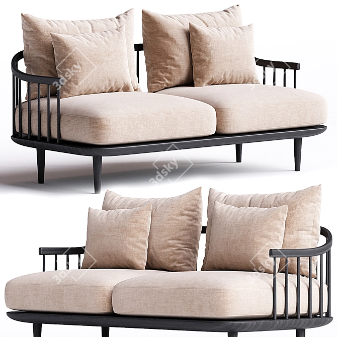 Stylish 2-Seater Fabric Sofa 3D model image 1