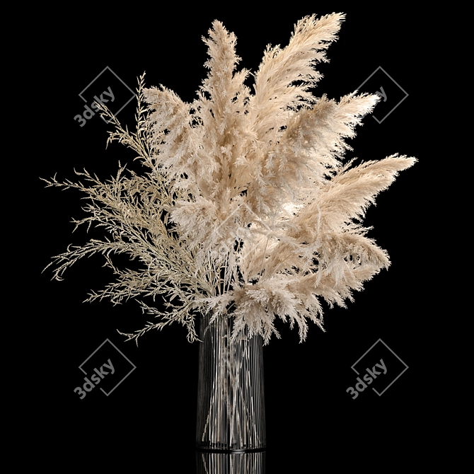 Luxury White Dry Flower Bouquets 3D model image 2