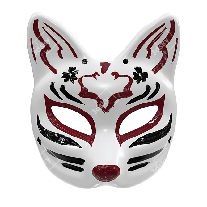 Kitsune Mask 3D Model Kit 3D model image 1