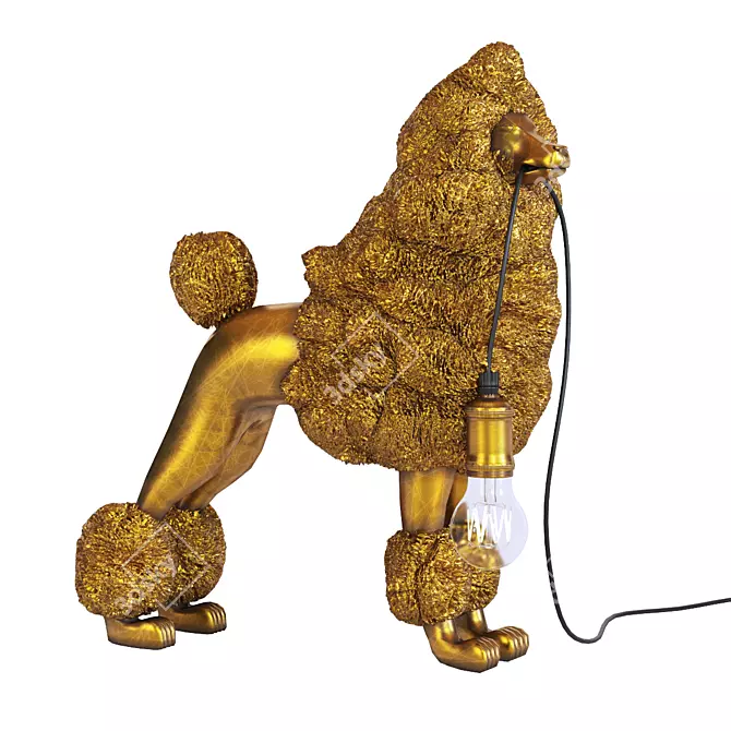 Golden Poodle Table Lamp 3D model image 1
