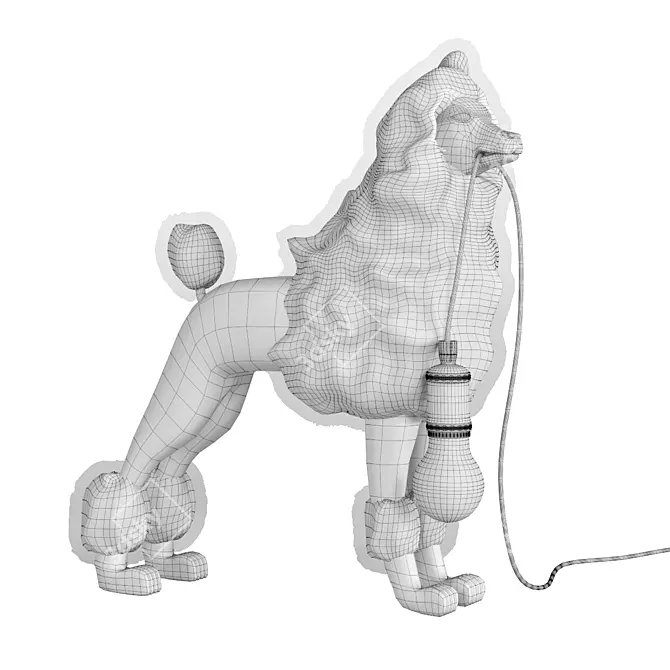 Golden Poodle Table Lamp 3D model image 2