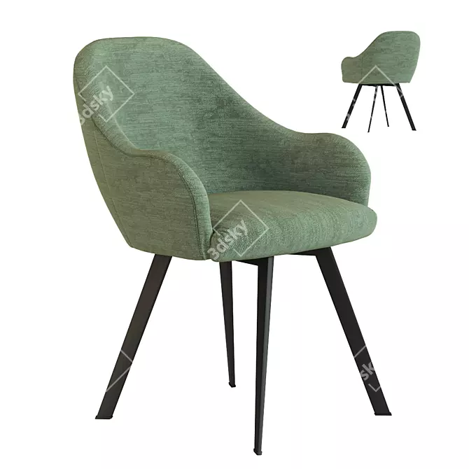 Chic Green Swivel Armchair 3D model image 1