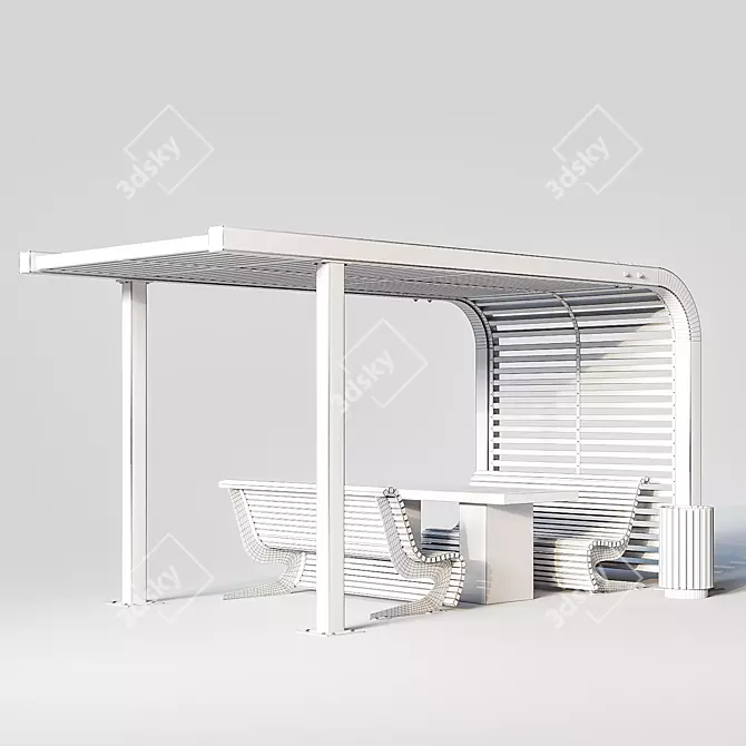 Garda Pergola, Waterfront Bench, Estel Urn 3D model image 4