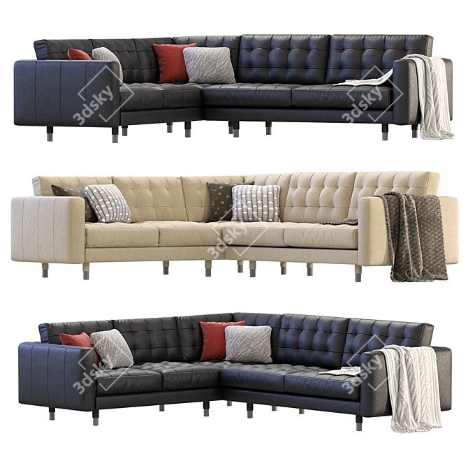Contemporary Modular Corner Sectional Sofa 3D model image 2