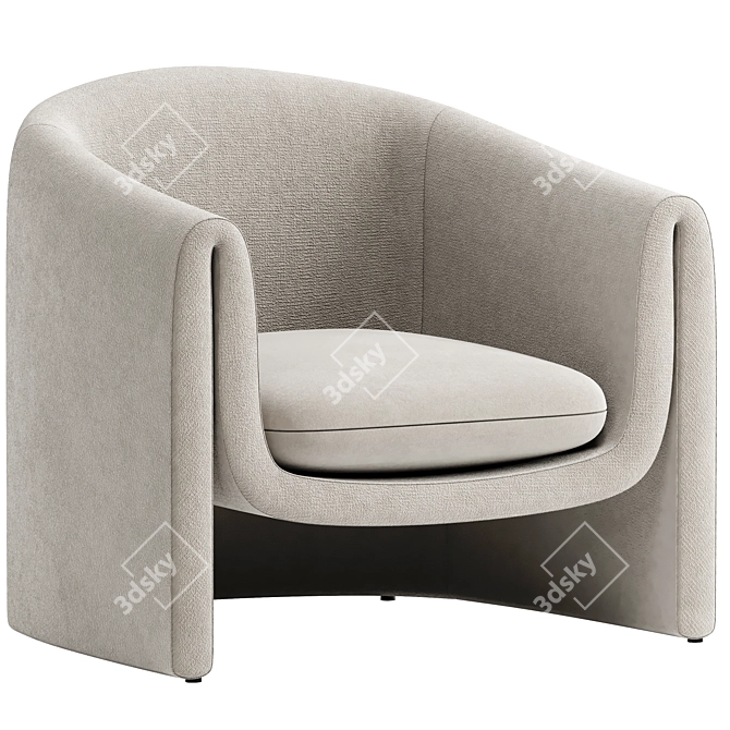 Elegant Velvet Barrel Chair 3D model image 1