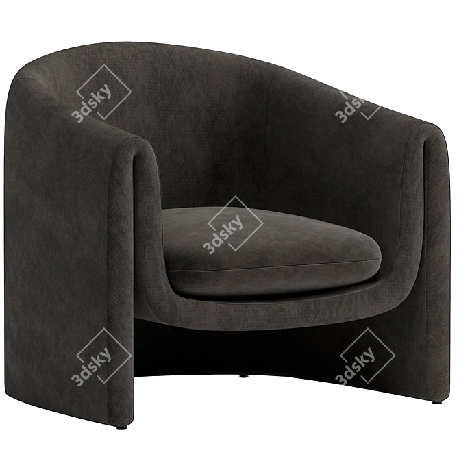 Elegant Velvet Barrel Chair 3D model image 2