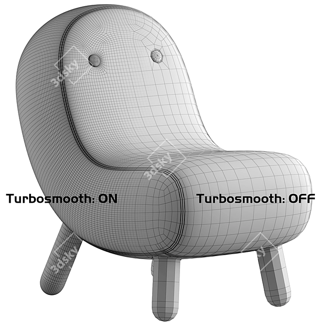 Kids' Softline BOB Fabric Armchair 3D model image 7