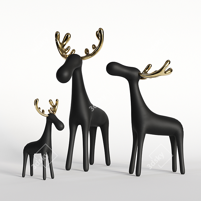 Highpoly Baked Deer Family Maps 3D model image 1