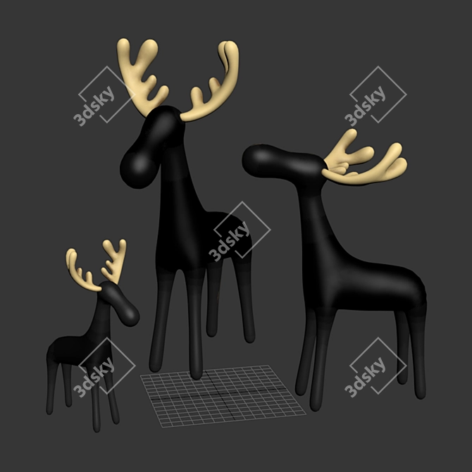 Highpoly Baked Deer Family Maps 3D model image 5