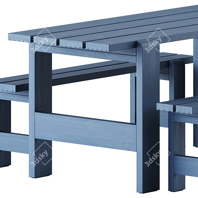 Hay Weekday Table & Bench 3D model image 2