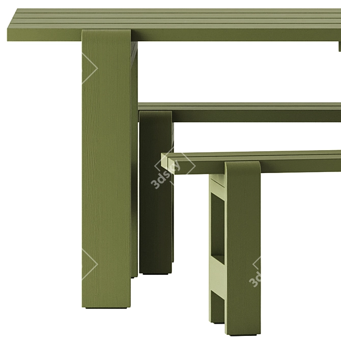 Hay Weekday Table & Bench 3D model image 4