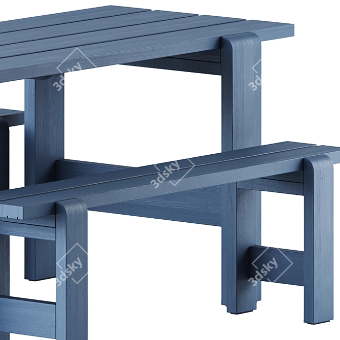 Hay Weekday Table & Bench 3D model image 6