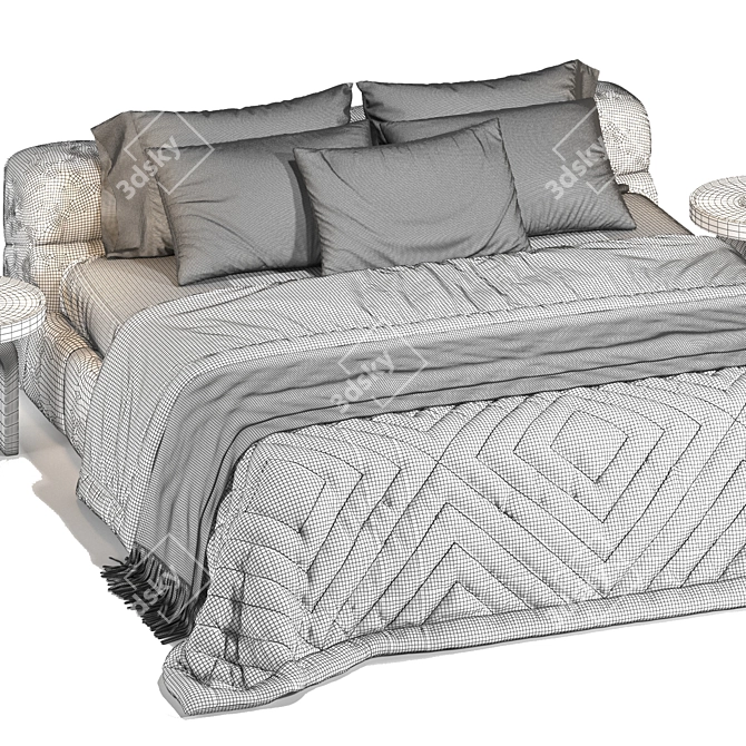 Luxury Italian Tufty Bed Design 3D model image 5