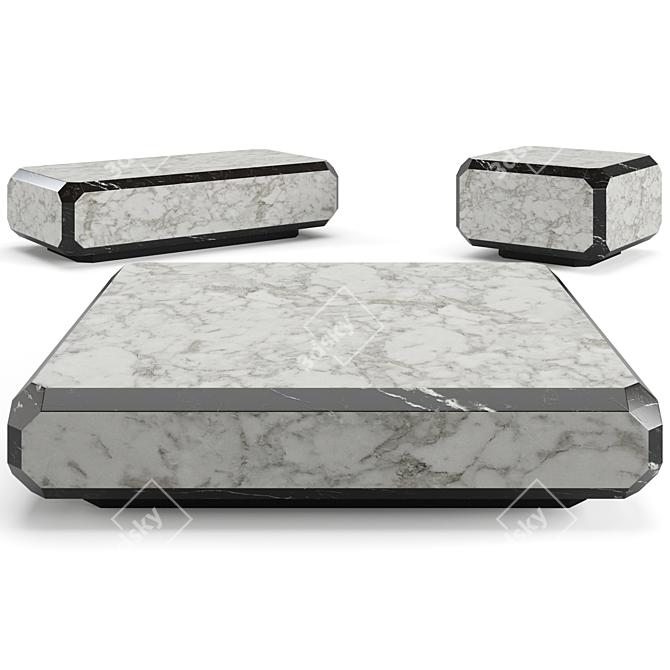 Elegant Fendi Coffee Tables Set 3D model image 1