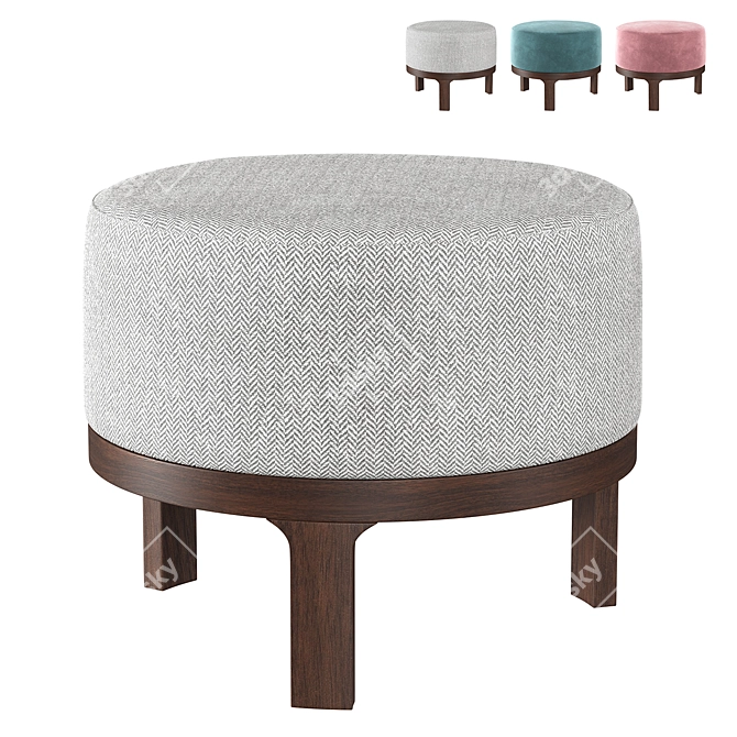 Minimalist Round Twils Conde Pouf 3D model image 4