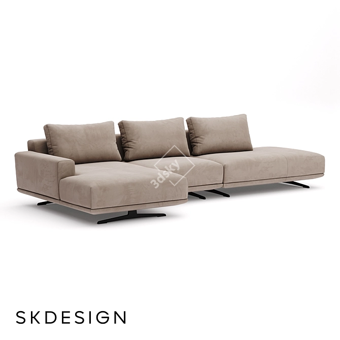 Modern 3-Seater Corner Sofa Zillis 3D model image 1