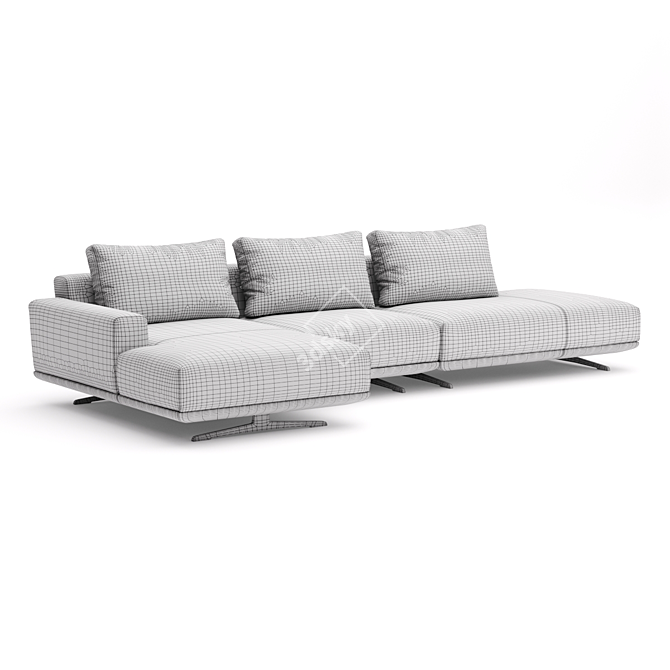 Modern 3-Seater Corner Sofa Zillis 3D model image 4