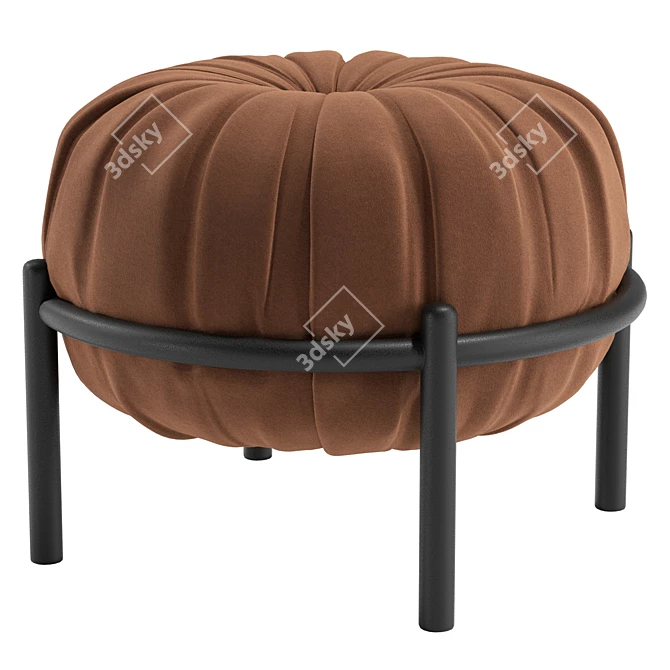 Luxury Leather Round Pouf 3D model image 2