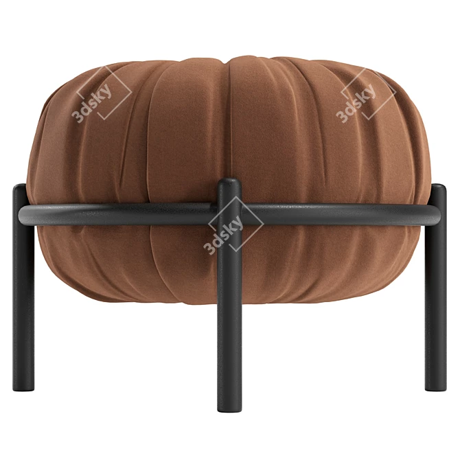 Luxury Leather Round Pouf 3D model image 3