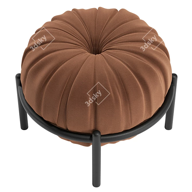 Luxury Leather Round Pouf 3D model image 4