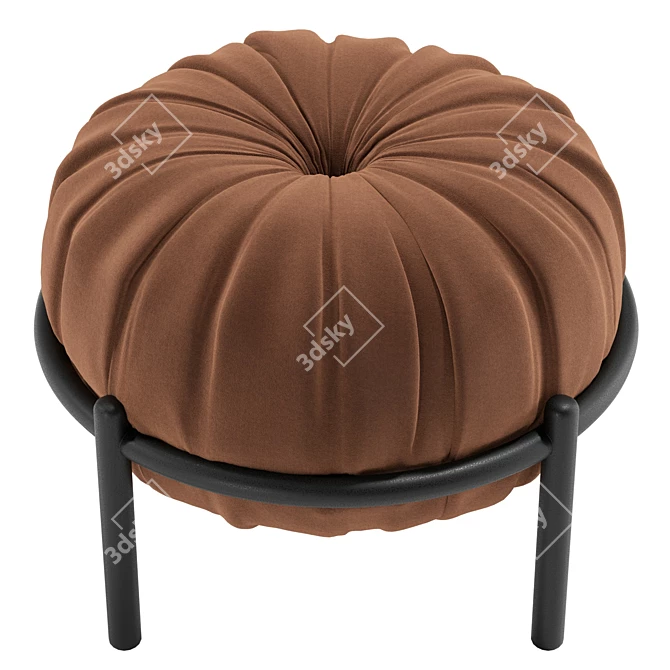 Luxury Leather Round Pouf 3D model image 6