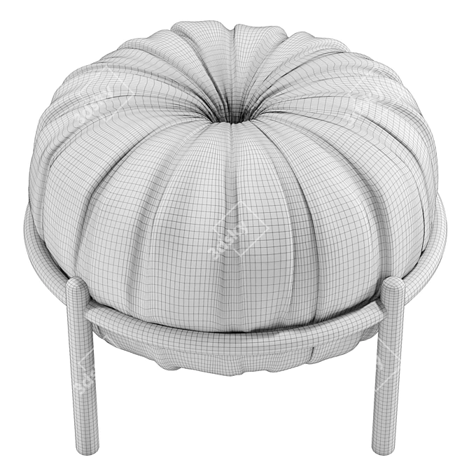 Luxury Leather Round Pouf 3D model image 1